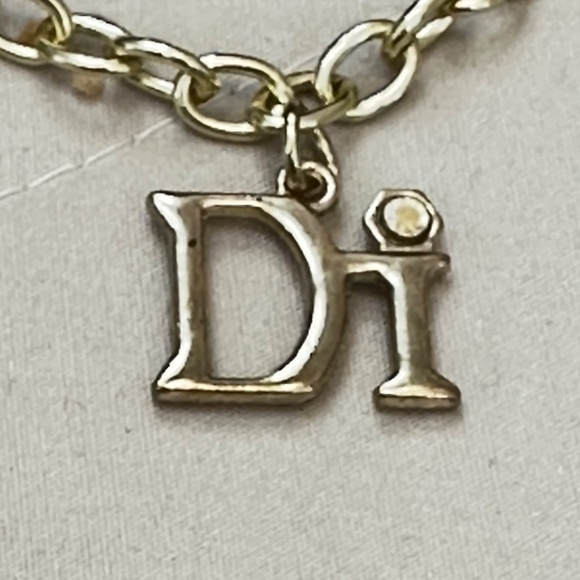 Gold Tone “Di“ Charm Chain Link Bracelet w/crystal as Top of “I“ Vintage - Picture 9 of 15